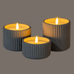 Luxe Collection Natural Glow Grey Ribbed Medium Led Candle