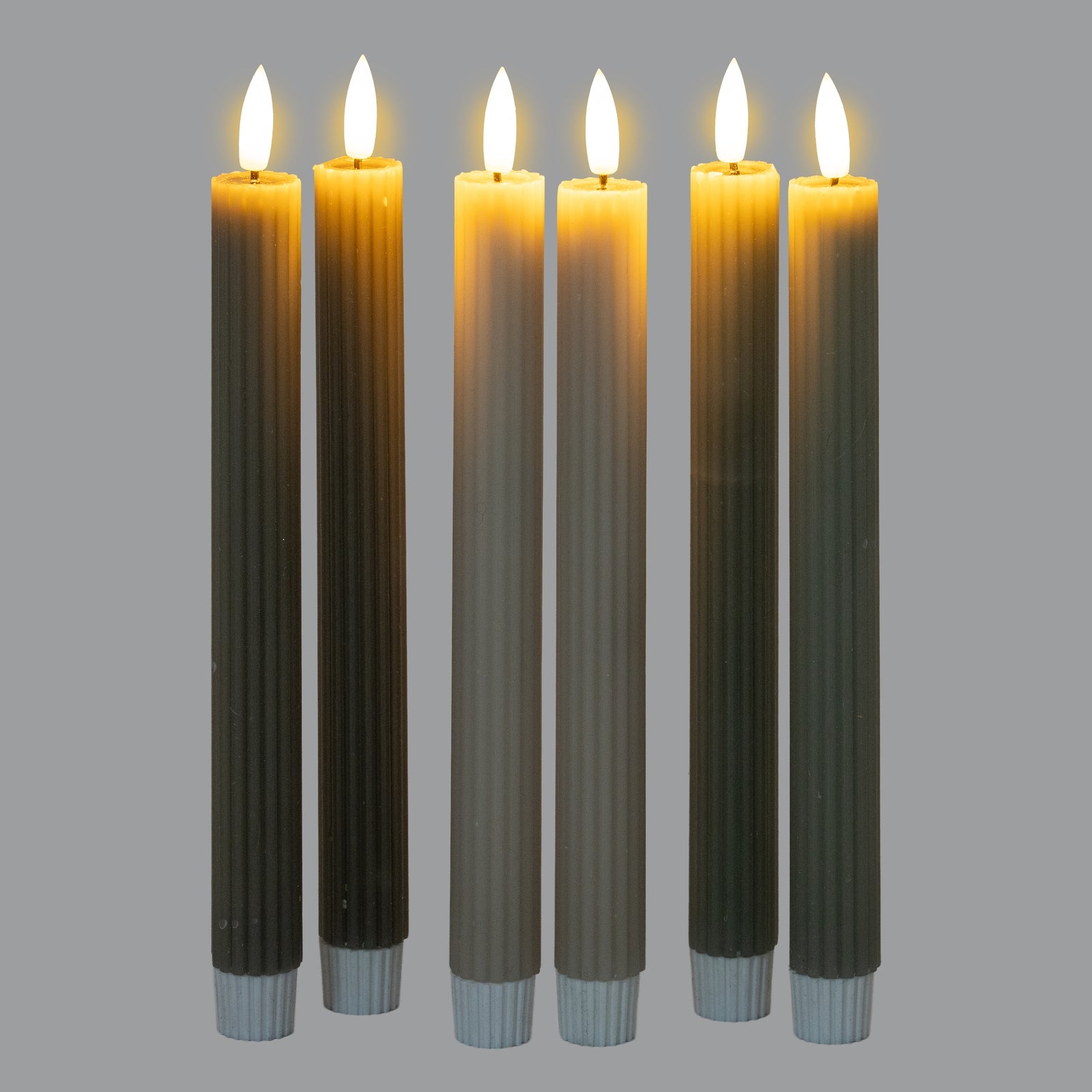 Luxe Collection Natural Glow Taupe Ribbed Taper Candles