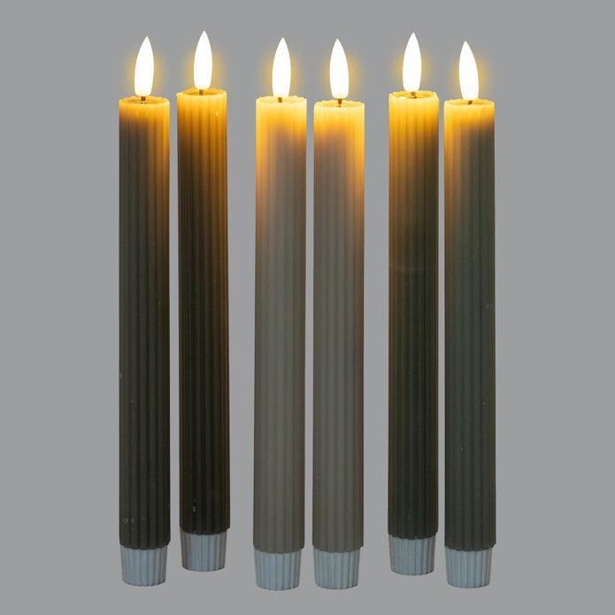 Luxe Collection Natural Glow Taupe Ribbed Taper Candles