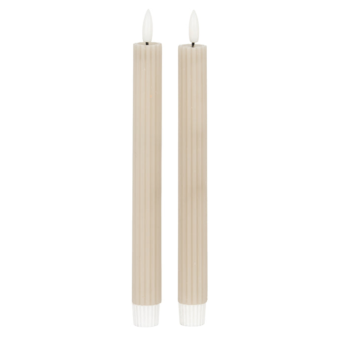 Luxe Collection Natural Glow Taupe Ribbed Taper Candles