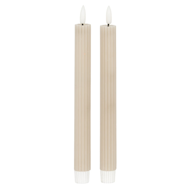 Luxe Collection Natural Glow Taupe Ribbed Taper Candles