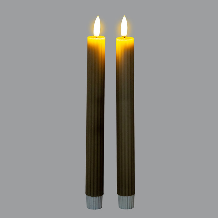 Luxe Collection Natural Glow Sage Ribbed Taper Candles
