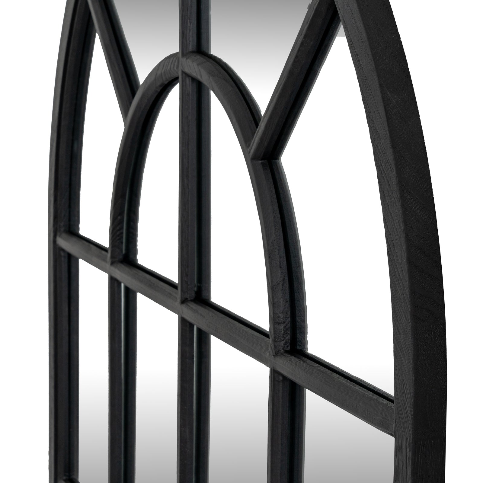 SPRING SALE! Black Wood Arched Window Mirror