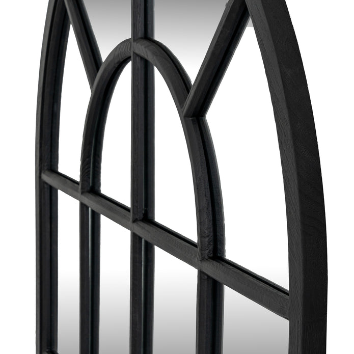 SPRING SALE! Black Wood Arched Window Mirror