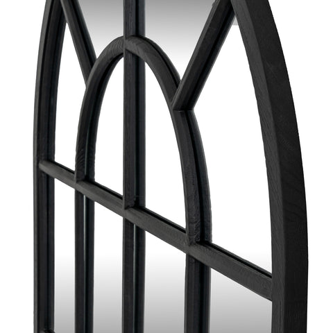 SPRING SALE! Black Wood Arched Window Mirror