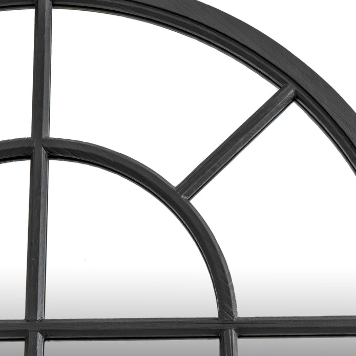 SPRING SALE! Black Wood Arched Window Mirror