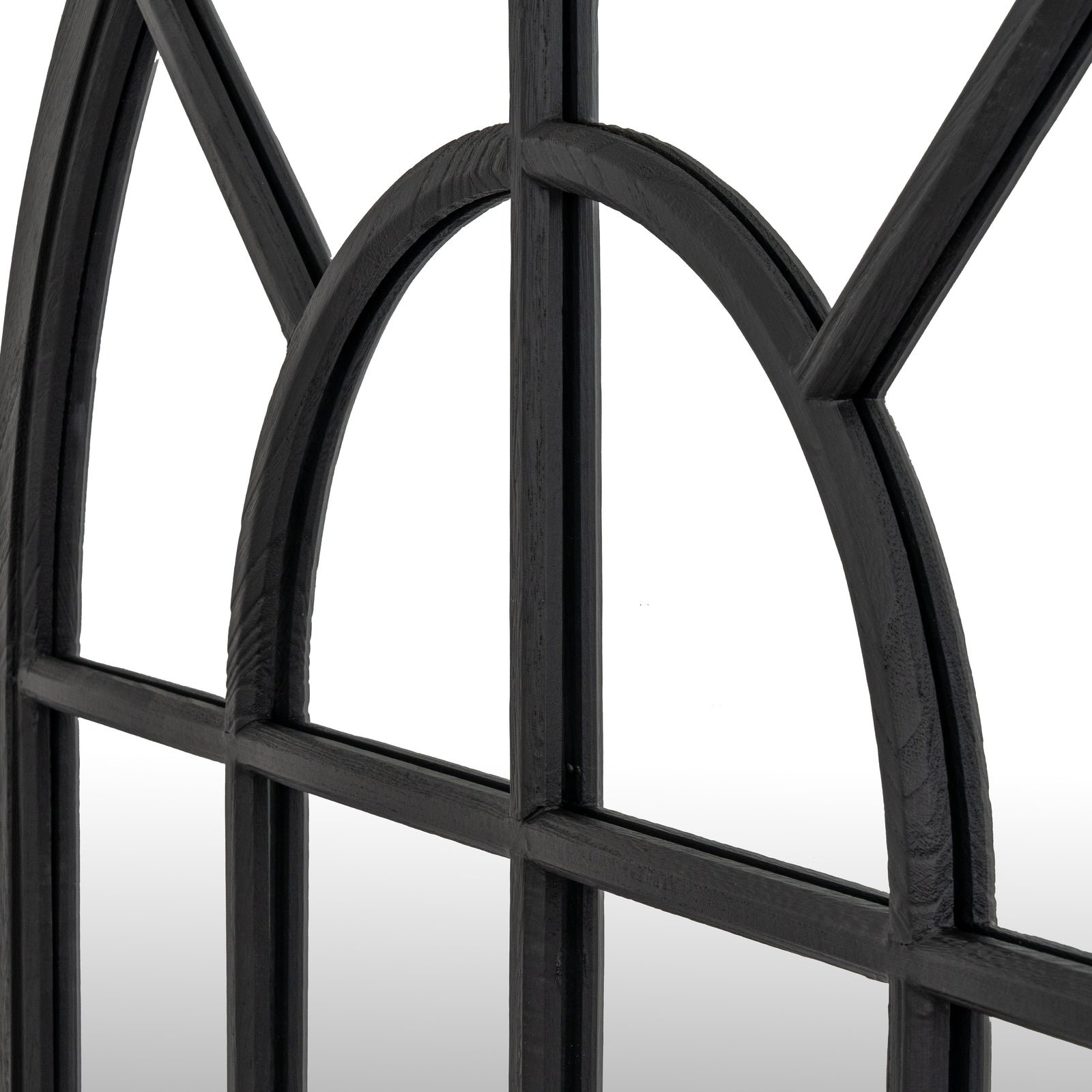 SPRING SALE! Black Wood Arched Window Mirror