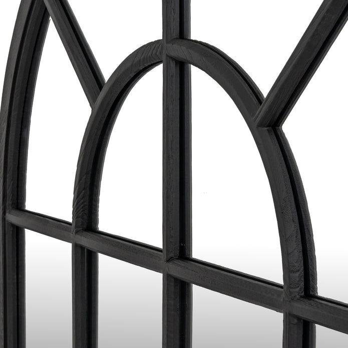 SPRING SALE! Black Wood Arched Window Mirror