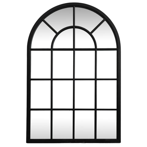 SPRING SALE! Black Wood Arched Window Mirror