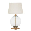 Lunel Glass Orb Table Lamp With Edged Linen Shade