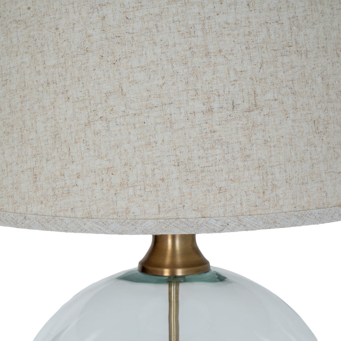 Lunel Glass Orb Table Lamp With Edged Linen Shade