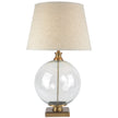 Lunel Glass Orb Table Lamp With Edged Linen Shade