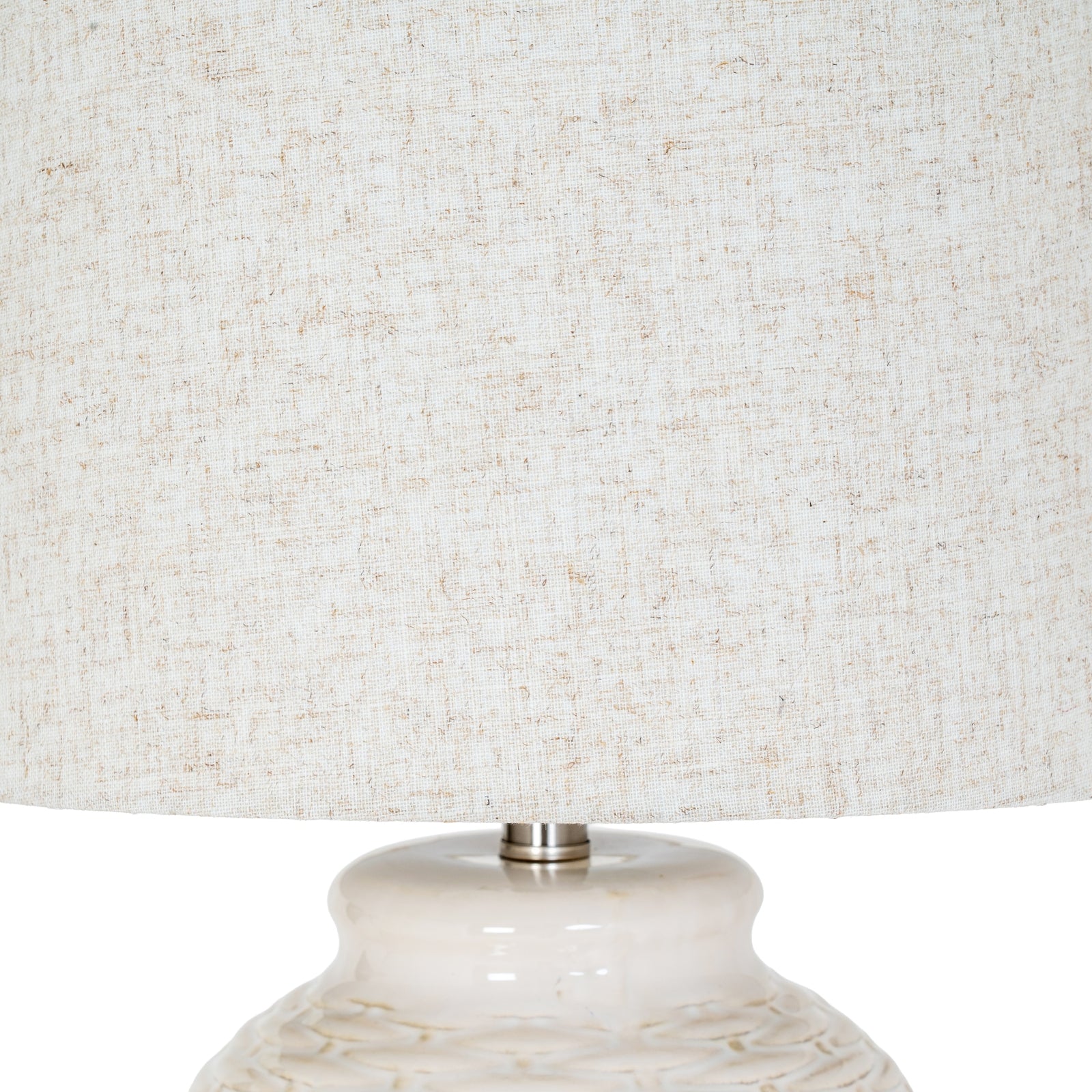 Basketweave Ceramic Table Lamp With Linen Shade