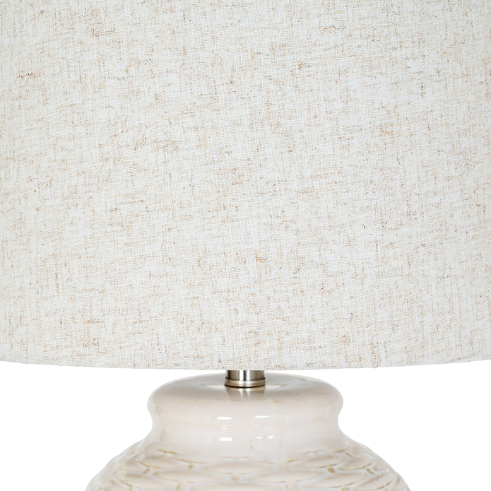 Basketweave Ceramic Table Lamp With Linen Shade