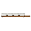 Acacia Serving Board including Four Ceramic Serving Bowls