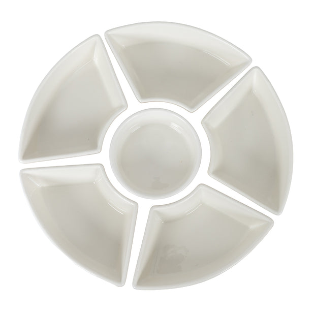 Acacia Lazy Susan including Ceramic Serving Bowls