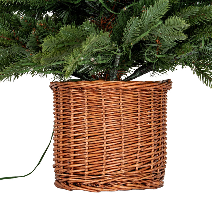 Norway Fir Pre-Lit LED 300L Fir Tree In Rattan Pot